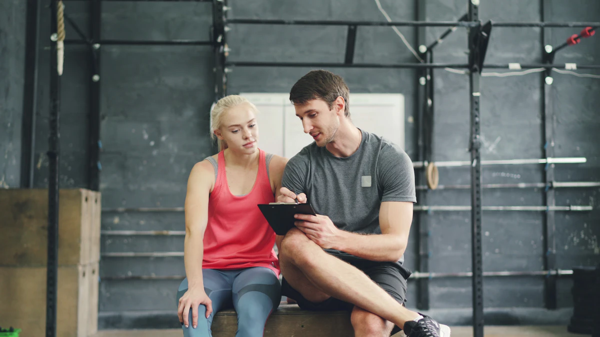 Coach reviewing a training plan with an athlete